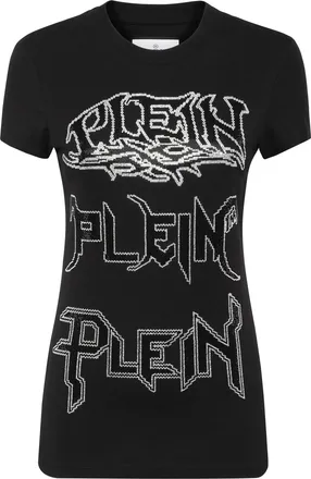 Philipp Plein T-shirt Round Neck Sexy Pure Fit Crystal