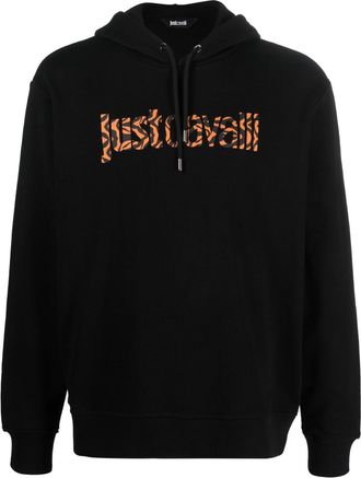 Just Cavalli logo-print cotton hoodie - men - Cotton - 48 - Black