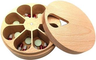 OEM Caja De Almacenamiento Redonda De Madera Con 7 Compartimentos Y Tapa