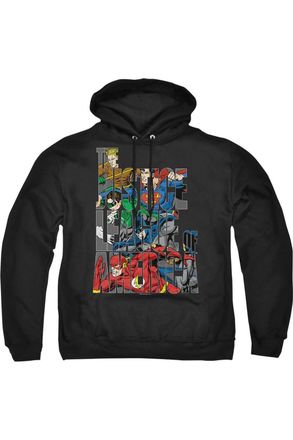 Gildan Justice League of America Lettered League Adult Pull Over Hoodie / Hooded Sweatshirt