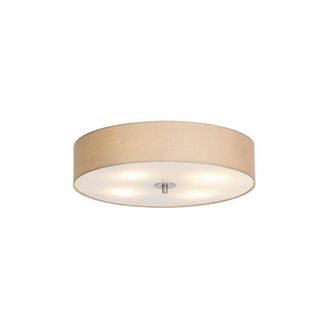 QAZQA Qazqa - Moderno Plafón rústico beige 50 cm - Drum Vidrio /Textil /Acero Redonda Adecuado para led Max. 4 x 40 Watt