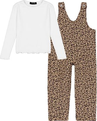Joe's Long Sleeve Top & Overalls Set in Leopard at Nordstrom, Size 18M