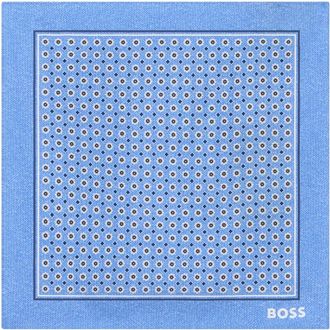 HUGO BOSS Hugo, Pocket Scarves, male, Blue, Size: ONE SIZE Silk pouch with print and logo
