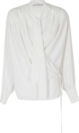 Iro White Bliss Scarf Draped Polyester Shirt