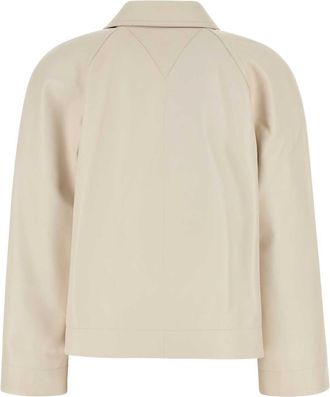 Bottega Veneta Womens Leather Jacket Beige Lamb