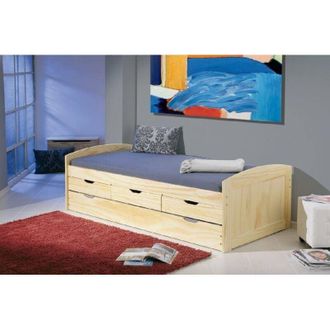 Dmora Letto con secondo letto a estrazione e cassetti, colore rovere, cm 98 x 63 x 205., con imballo rinforzato - Dmora