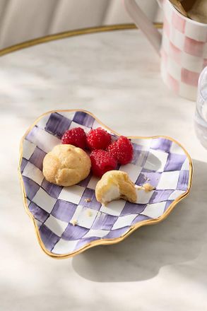 MacKenzie-Childs Check Fluted Ceramic Heart Plate