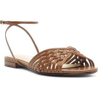 Alexandre Birman Lilian Woven Flat Ankle Strap Sandal in Espresso at Nordstrom, Size 11.5