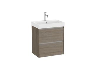 Roca Mueble Lavabo Blanco 550x360 Ona Compact 2 Cajones Led Olmo Oscuro