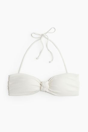 H&M Wattiertes Bandeau-Bikinitop - Weiss