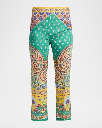 Etro Paisley Cropped Bootcut Trousers