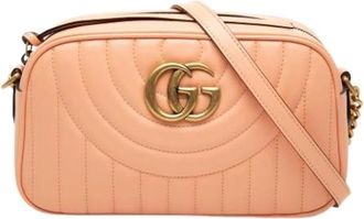 Gucci Pre-owned Quilted Leather Crossbody Bag - Dames - Vintage Schoudertas - Oranje - ONE Size - Leer - Vintage