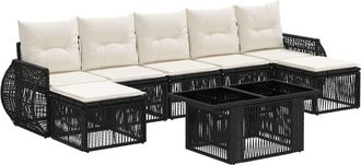 vidaXL Conjunto De Sof&aacute;s De Jard&iacute;n 8 Uds. Negro Y Blanco Crema Vidaxl