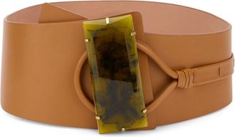 Alberta Ferretti Leather Belt with Buckle - female - Alberta Ferretti - Belts - Brown - S - Accessories
