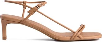 12 Storeez 50mm leather ankle-strap heeled sandals - women - Polyester Microfiber/Rubber/Microfibre/Leather - 39 - Neutrals