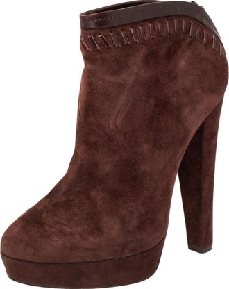 Jimmy Choo London Burgundy Suede Back Zipper Ankle Boots