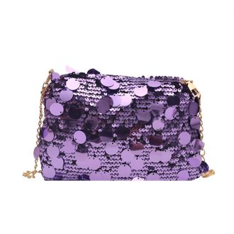 Generic Gold Clutch Sequins Evening Bag,Ladies Clutch Bag With Chain Stylish Gold Purple Silver Black Handbag for Parties,Wedding Handbag,Shiny Chain Shoulder