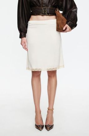 Lioness Bella Lace Detail Satin Skirt in Butter at Nordstrom, Size X-Large