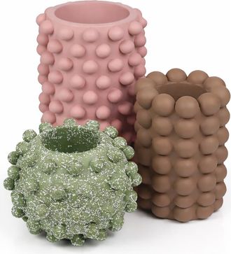 Jonathan Y Designs Maren Modern Minimalist Handmade Concrete Bubble Cylinder and Round Planter Set in Dusty Rose at Nordstrom