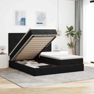 vidaXL Vidaxl - Estructura De Cama Otomana Colchones Terciopelo Negra 160x200cm