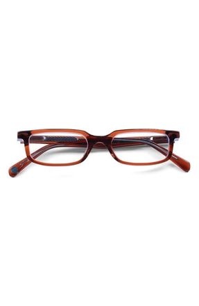 Eyebobs Card Carrier 48mm Rectangular Sunglasses in Burnt Orange /Blue Crystal at Nordstrom, Size +1.00