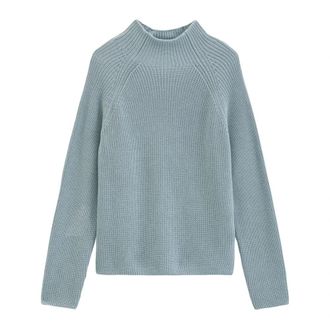 Marc O'Polo Truien- Lsl- Opstaande kraag - Dames - Coltruien - Blauw - XL - Katoen - Truien & Vesten