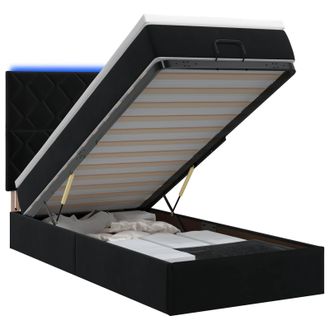 vidaXL Letto Ottomano Con Materasso E Led Nero 80 X 200 Cm Velluto Vidaxl
