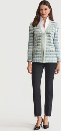 Misook Tailored Plaid Textured Knit Jacket in Fresh Mint/mystic Green at Nordstrom, Size 1X Regular