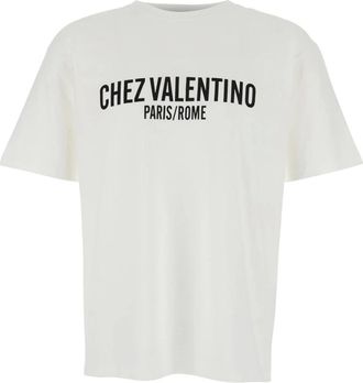 Valentino Tops, Heren, Wit, S, Katoen, Chez T-Shirt
