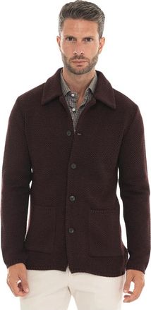 Paoloni Textured Button-Up Jacket - Heren - Vesten - Bruin - L - Wol - Truien & Vesten