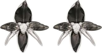 Shaun Leane Oorbellen met zwarte orchidee en diamant - Zilver