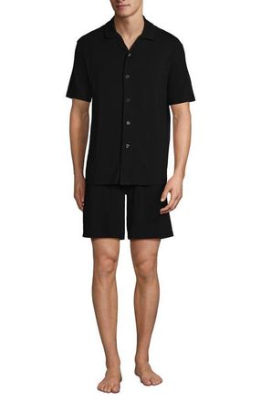 Lands End Short Sleeve Cooling Knit Short Set in Black at Nordstrom, Size Medium