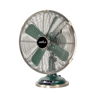 Fabrilamp Ventilador Sobremesa Capitolio Oliva/cuero 37w 3velocidades 4asp Fijo Y Rotatorio 42x35x27cm