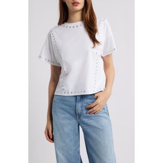 Rag & Bone Kelly Grommet Boxy T-Shirt in White at Nordstrom Rack, Size Large