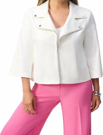 Joseph Ribkoff Casual Zipper Jacket In White