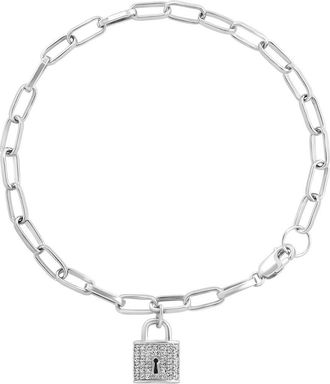 Effy Sterling Silver Pavé Diamond Lock Charm Bracelet - 0.14ct. at Nordstrom Rack
