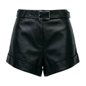 Sportmax Sportmax, Short Shorts, female, Black, Size: 2XS Vasaio Leather Shorts