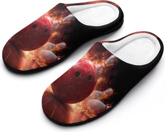 Generic Funny Fire Flames Bowling Womens Slippers Winter Warm House Shoes Indoor Outdoor Hotel Slipper