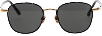 Linda Farrow Trouper Zonnebril in Goud en Zwart Titanium en Acetaat
