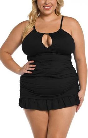 La Blanca Island Goddess Keyhole Tankini Swim Top in Black at Nordstrom Rack, Size 16W