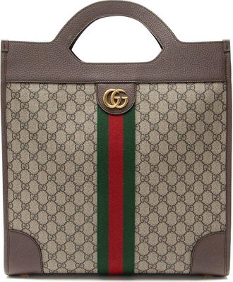 Gucci Brown Gg Supreme Canvas Ophidia Open Handle Tote (Authentic Pre-Loved)