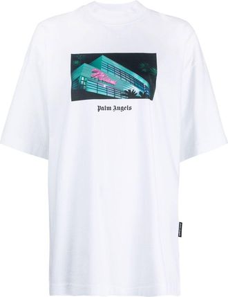 Palm Angels Miami graphic-print T-shirt - women - Organic Cotton/Polyester - M - White