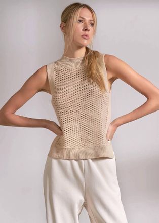 Elan Shayla Knit Tank Top In Sand