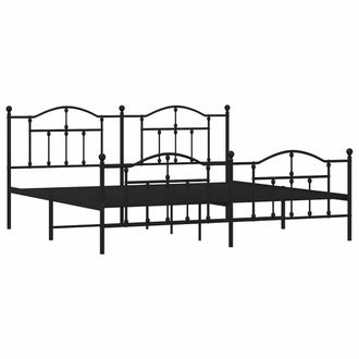 Berkfield Home Metal Bed Frame with Headboard & Footboard Black 193x203 cm
