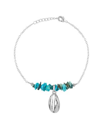 Liv Oliver 18K Plated 1.25 Ct. Tw. Turquoise Beach Charm Bracelet