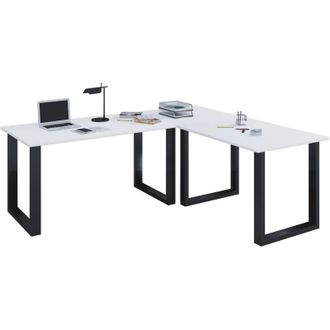 ebuy24 Vcm vcm Legno Scrivania Piana angolare 190x160 Forma l sinistra o destra Piatto tavolo da lavoro 80 cm di profondit&agrave; Computer tavolo ufficio mobili