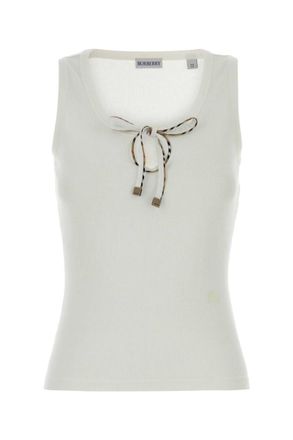 Burberry White Scoop Neck T-Shirt