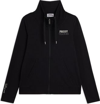 Freddy Felpa Full Zip con Collo Alto e Dettagli Silver