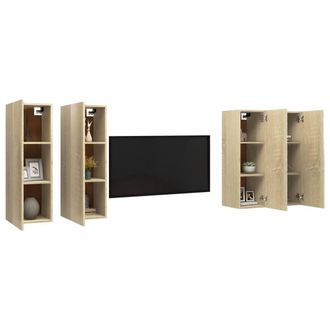 Berkfield Home TV Cabinets 4 pcs Sonoma Oak 30.5x30x90 cm Engineered Wood in Light Oak