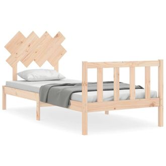 Berkfield Home Bed Frame with Headboard 90x200 cm Solid Wood in Light Brown